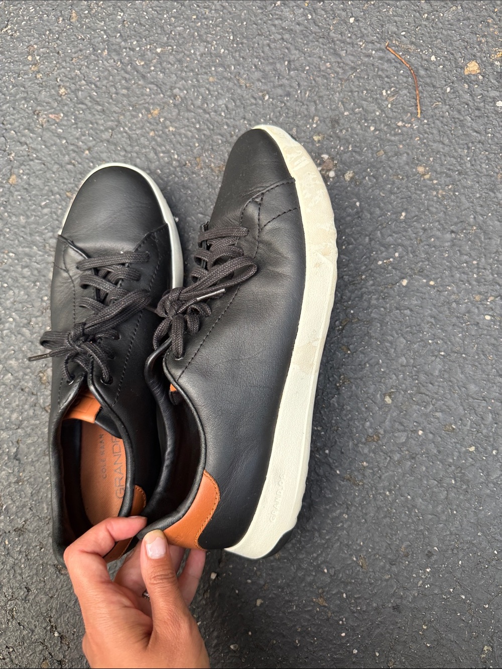 Cole Haan Black Leather Sneakers with Tan Insole - Picture 4 of 5
